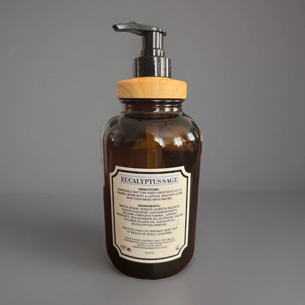 PREMIUM EUCALYPTUS SAGE LIQUID HAND SOAP IN GLASS BOTTLE - Picture 2 of 2